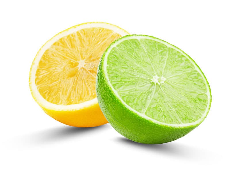 Half Lime Lemon Isolated on White